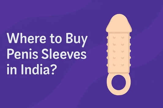 Purple gradient banner with bold white text asking 'Where to Buy Penis Sleeves in India?