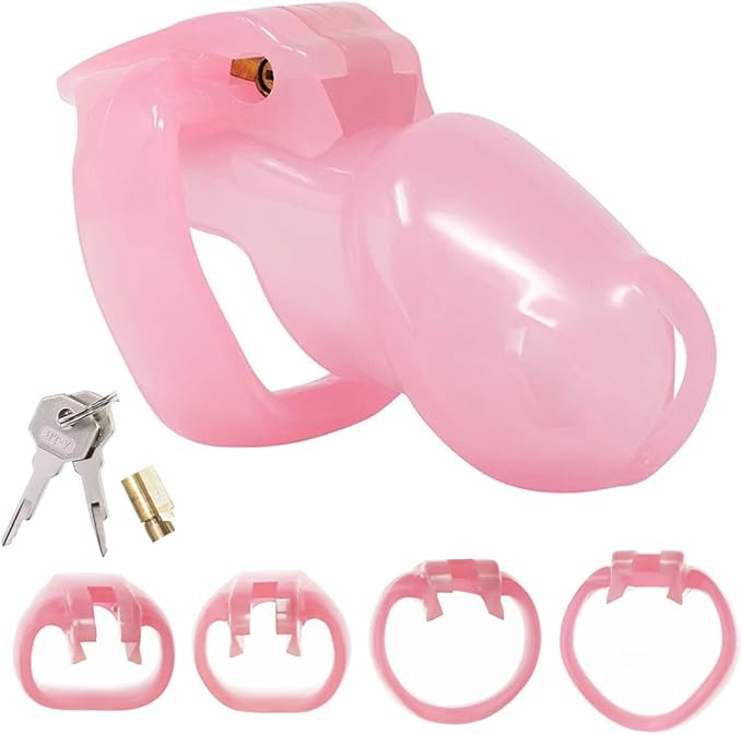 Pink Chastity Cage With Rings