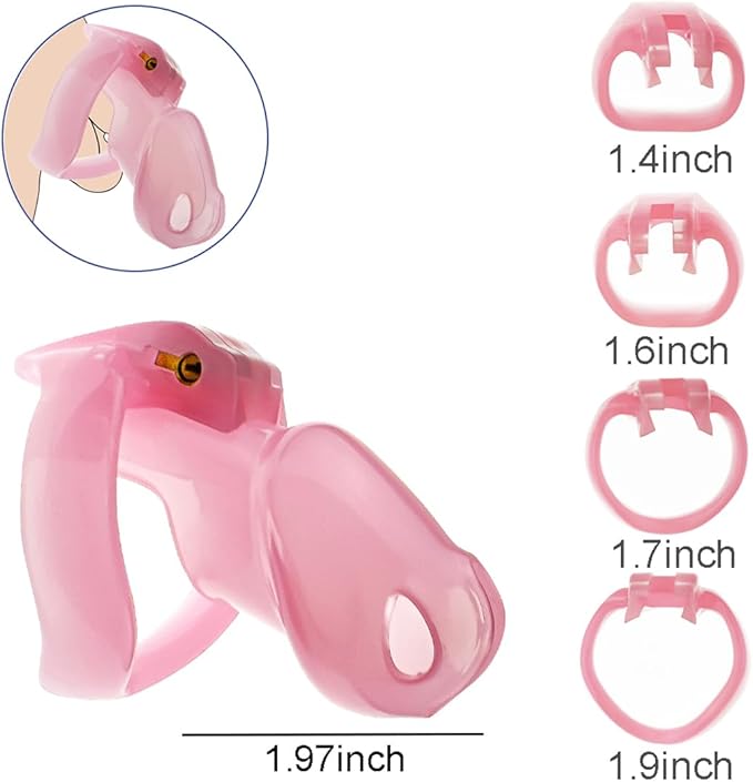 Pink Chastity Cage With Rings