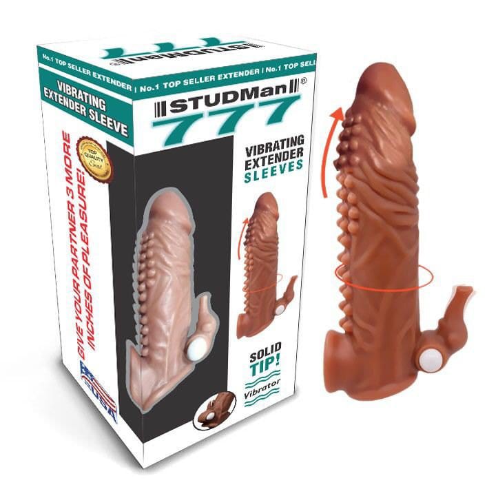 Studman 777 Vibrating Penis Sleeve with Testical Holder - Freaky Fun