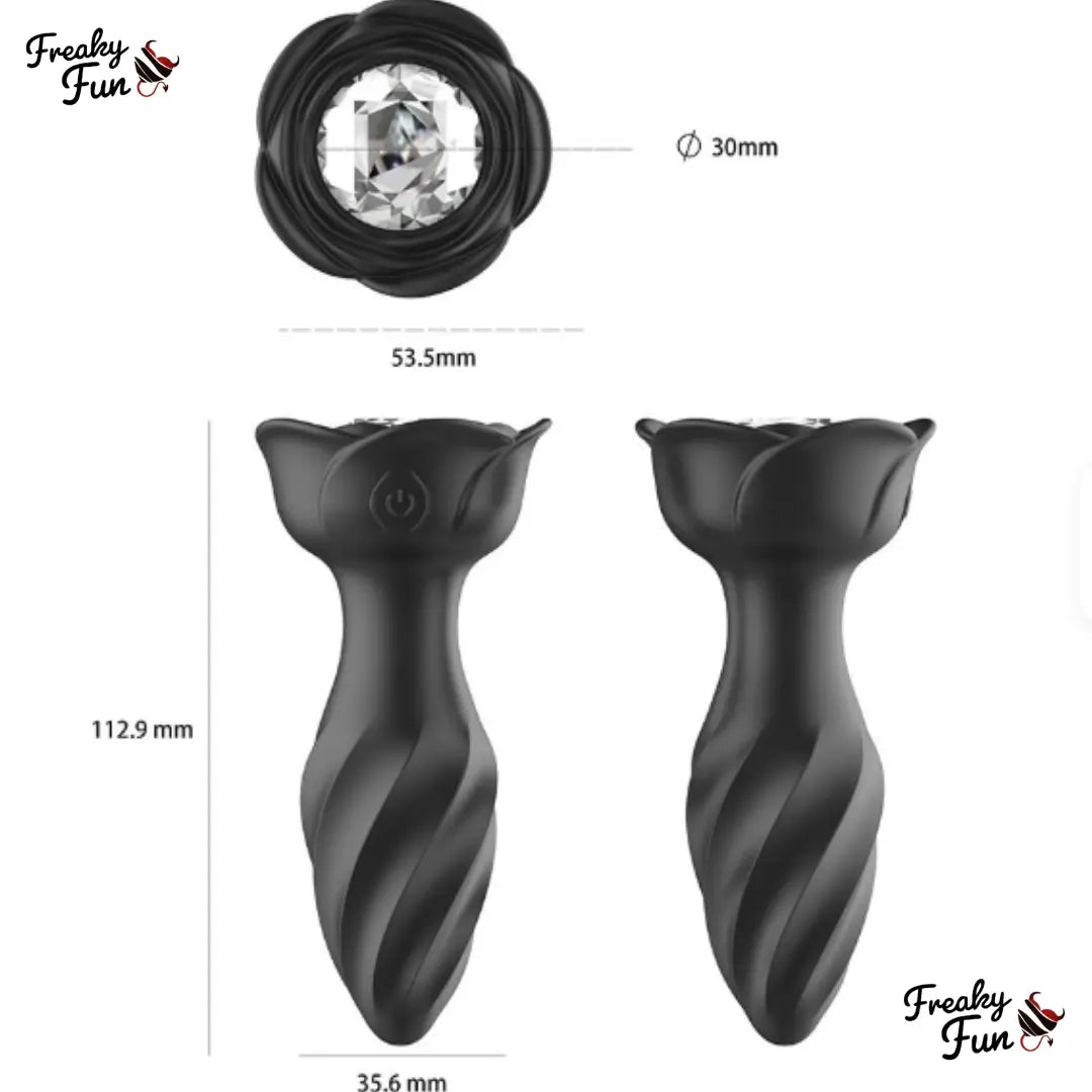 Black Rose Anal Plug with Vibration