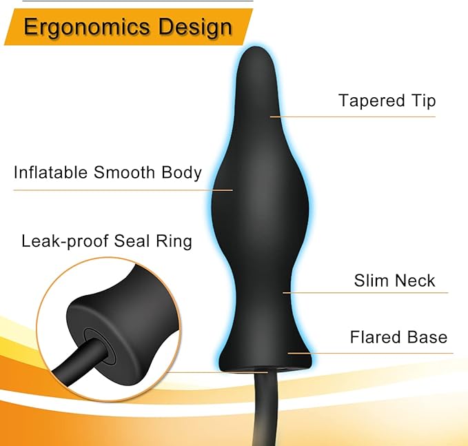 Closeup Anal Air Inflatable Black Anal Plug