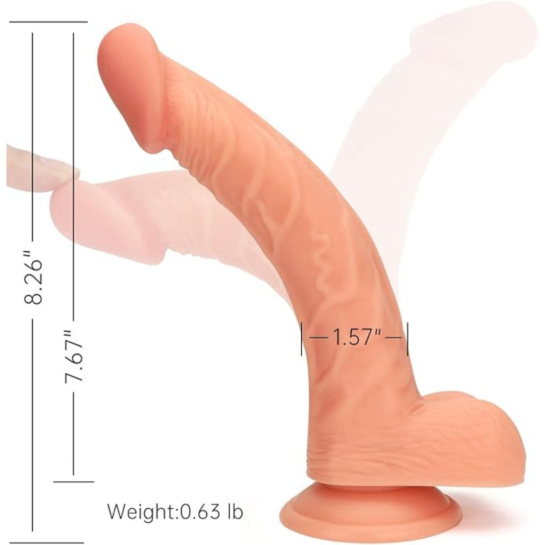 Silicone Realistic 8 Inch Dildo With Belt - Freaky Fun