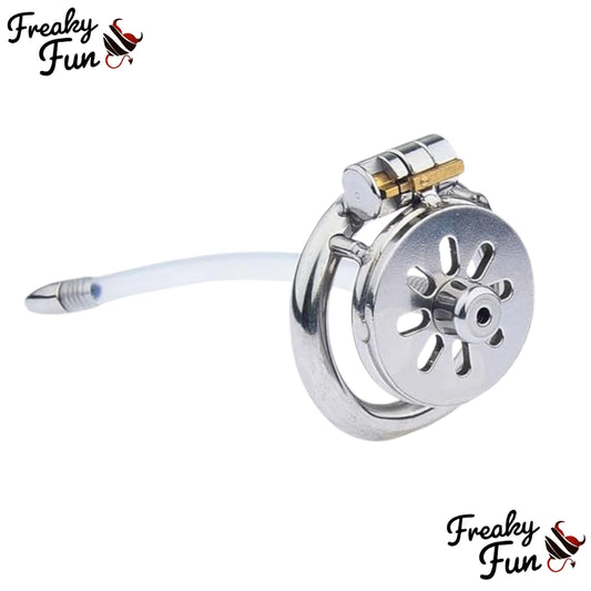 Flat Chastity Cage With Urethral Sounding