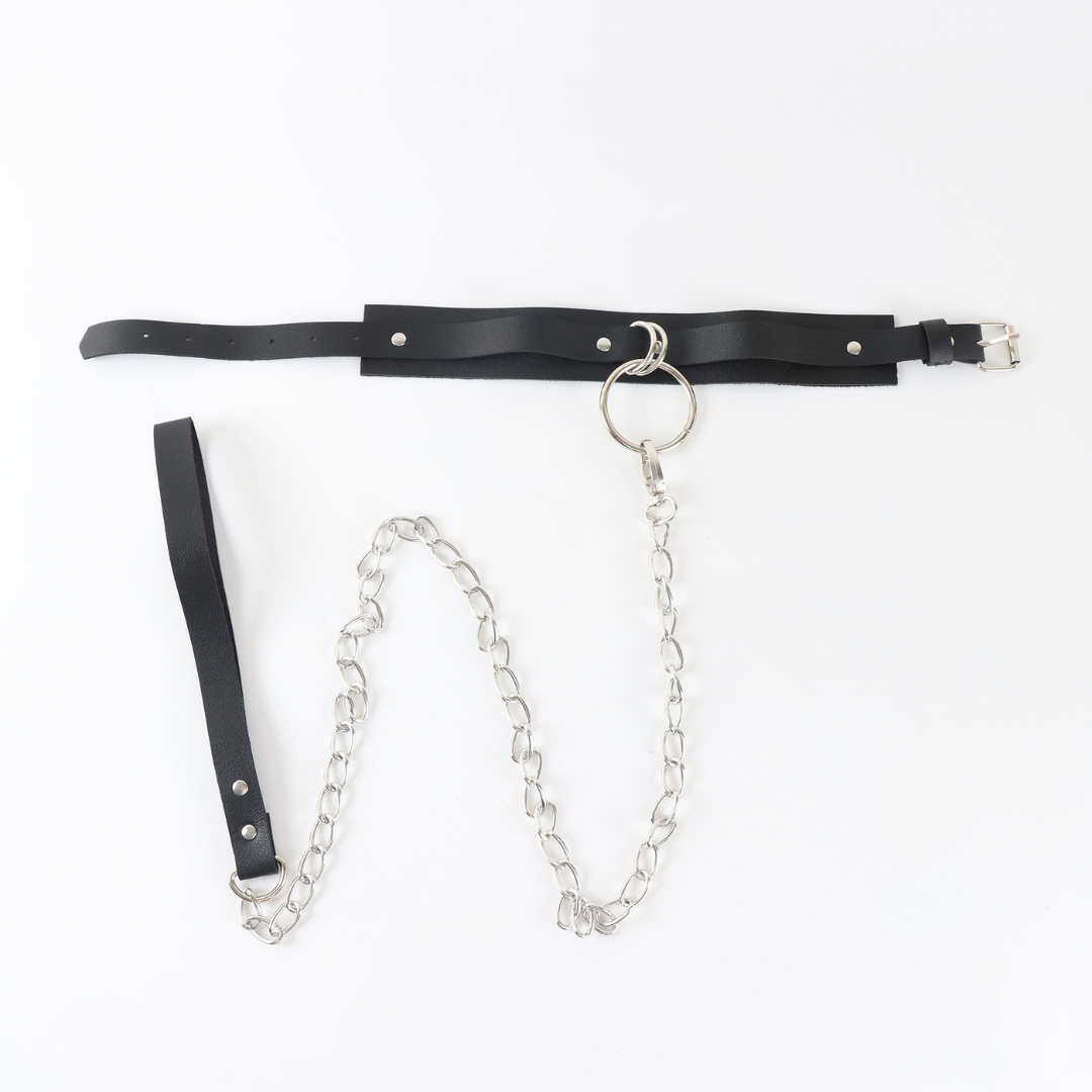 O-Ring Leather Choker Fetish Necklace