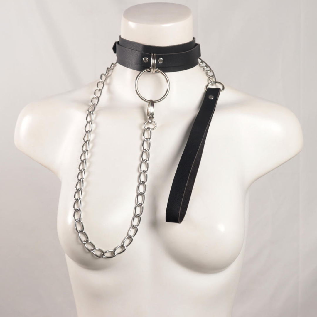 O-Ring Leather Choker Fetish Necklace