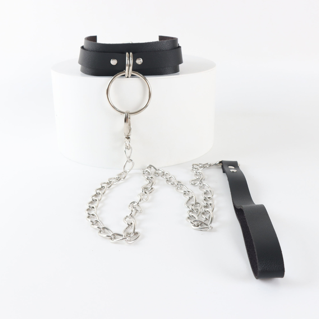 O-Ring Leather Choker Fetish Necklace