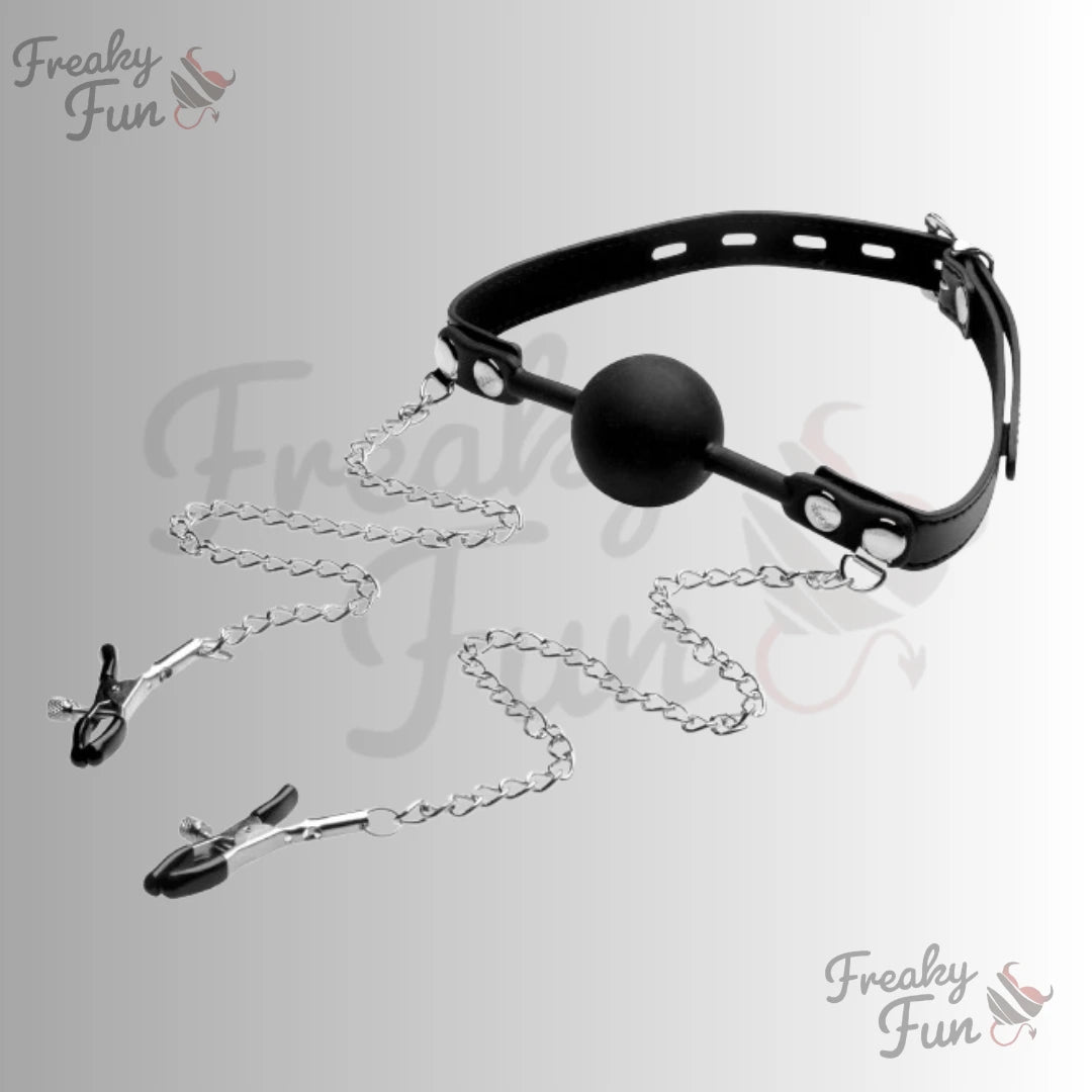 Nipple Clamps with Mouth Gag