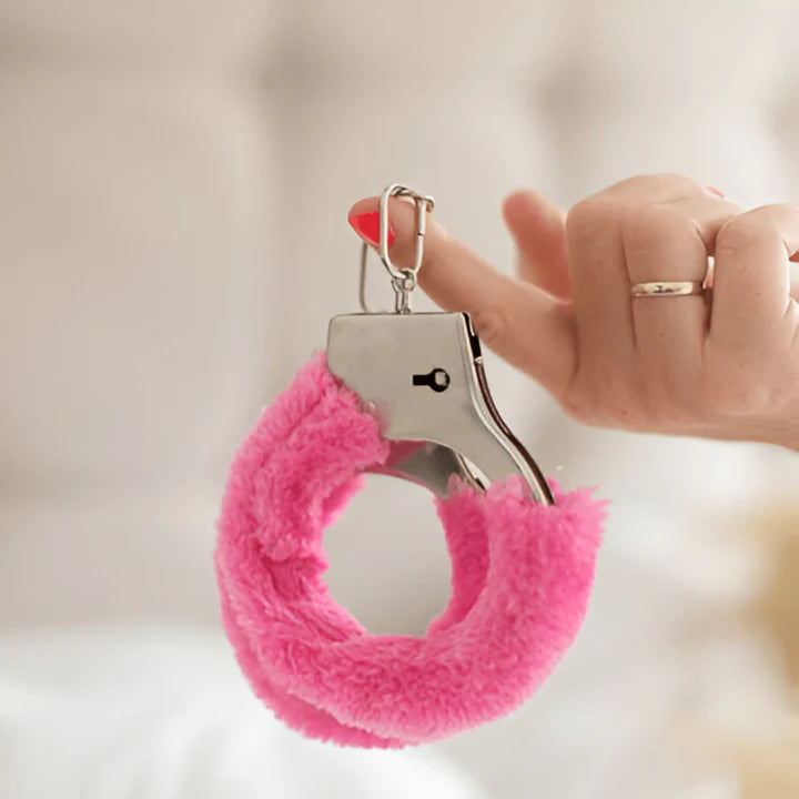 Pink Fluffy Feather Handcuffs For Couples